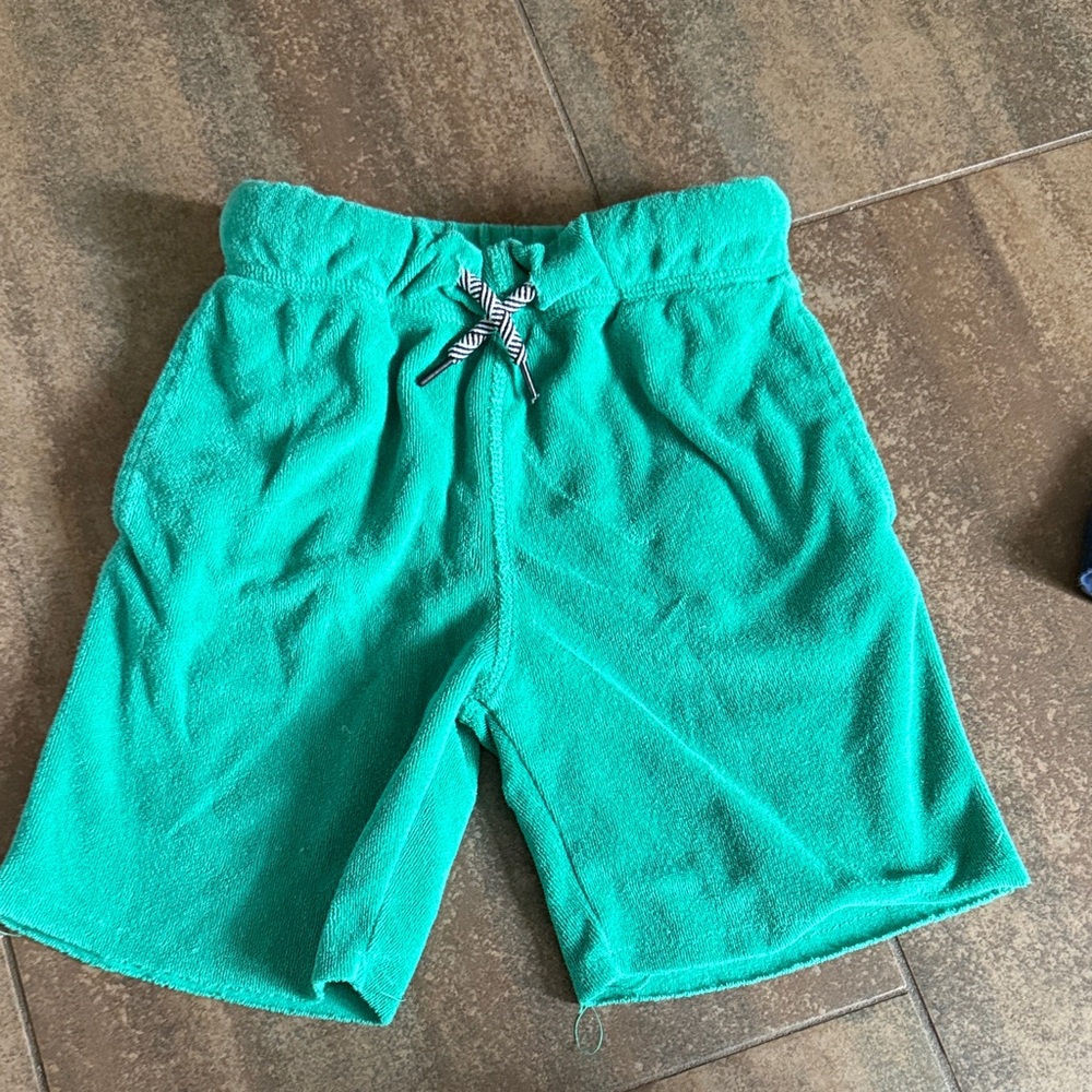 Kids Terry Drawstring Shorts - Teal Green / 3T